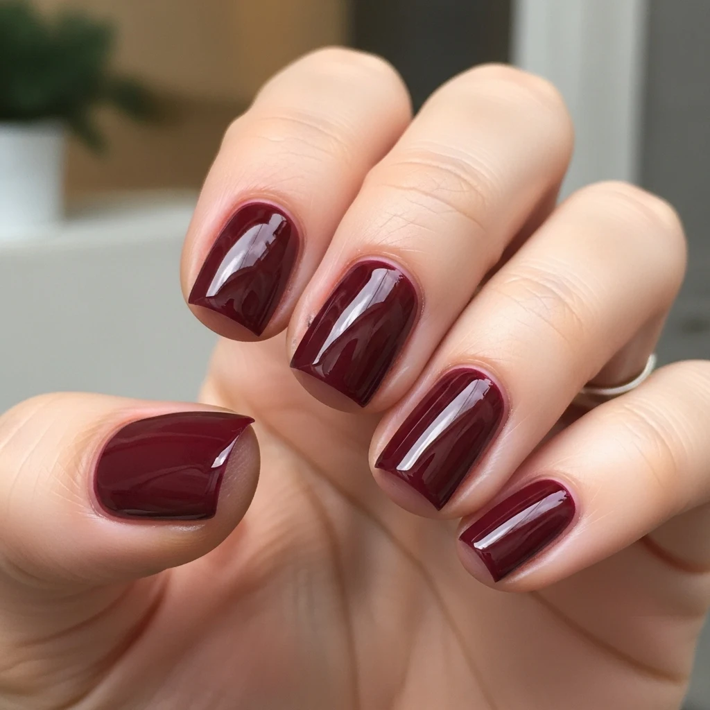 Short Maroon Nails