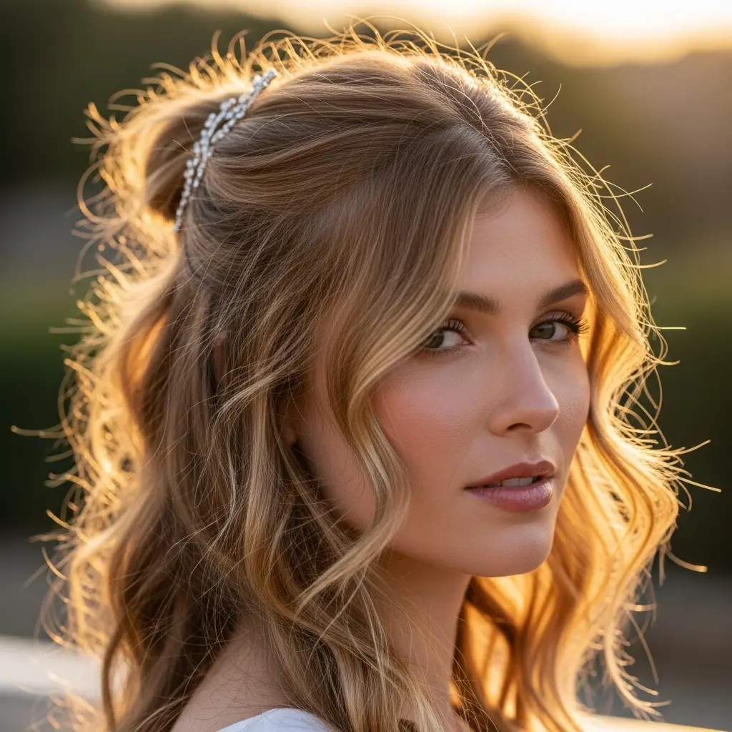The Soft Wavy Half-Up