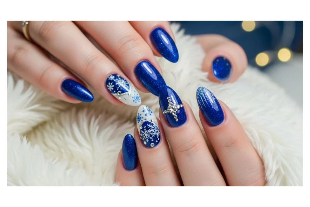 Blue Christmas Nails