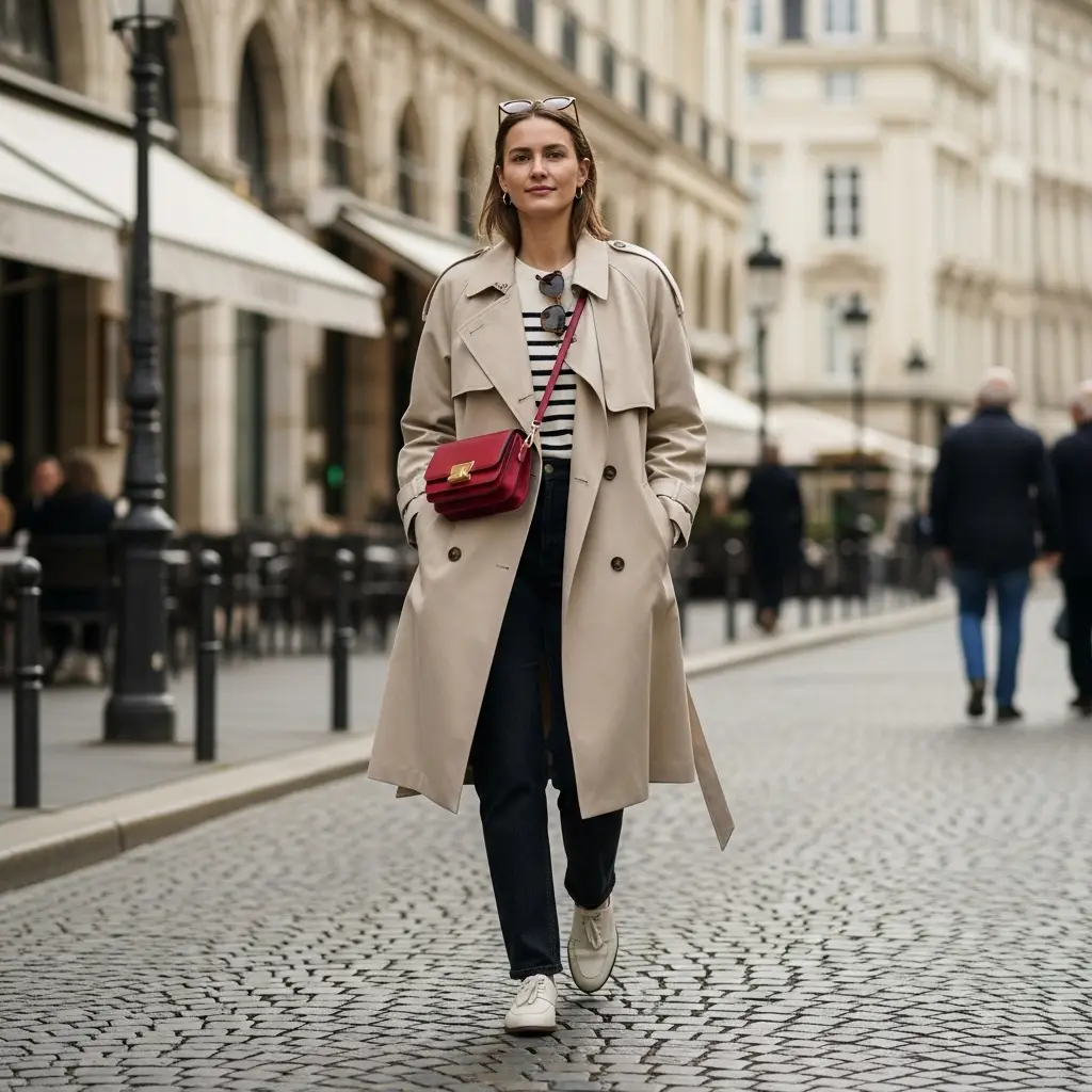 Modern Trench Coat with Everyday Essentials