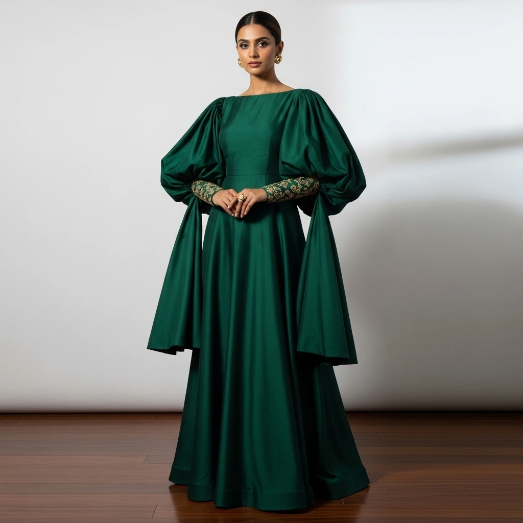 Minimalist Gown with Statement Sleeves
