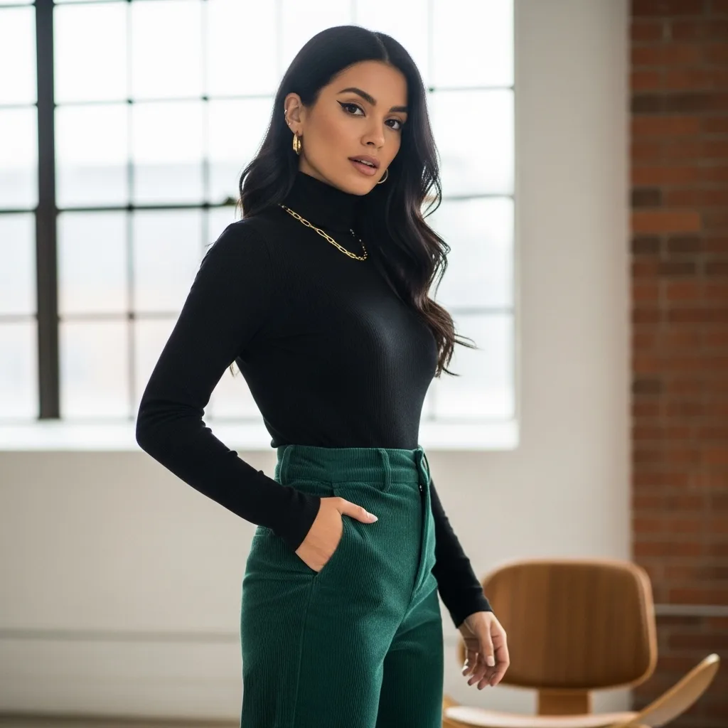 Turtleneck with Corduroy Pants