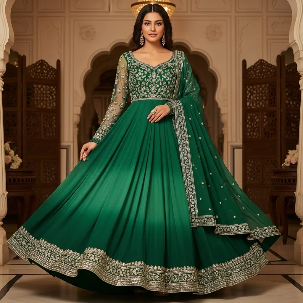 Anarkali-Style Gown with Contemporary Details