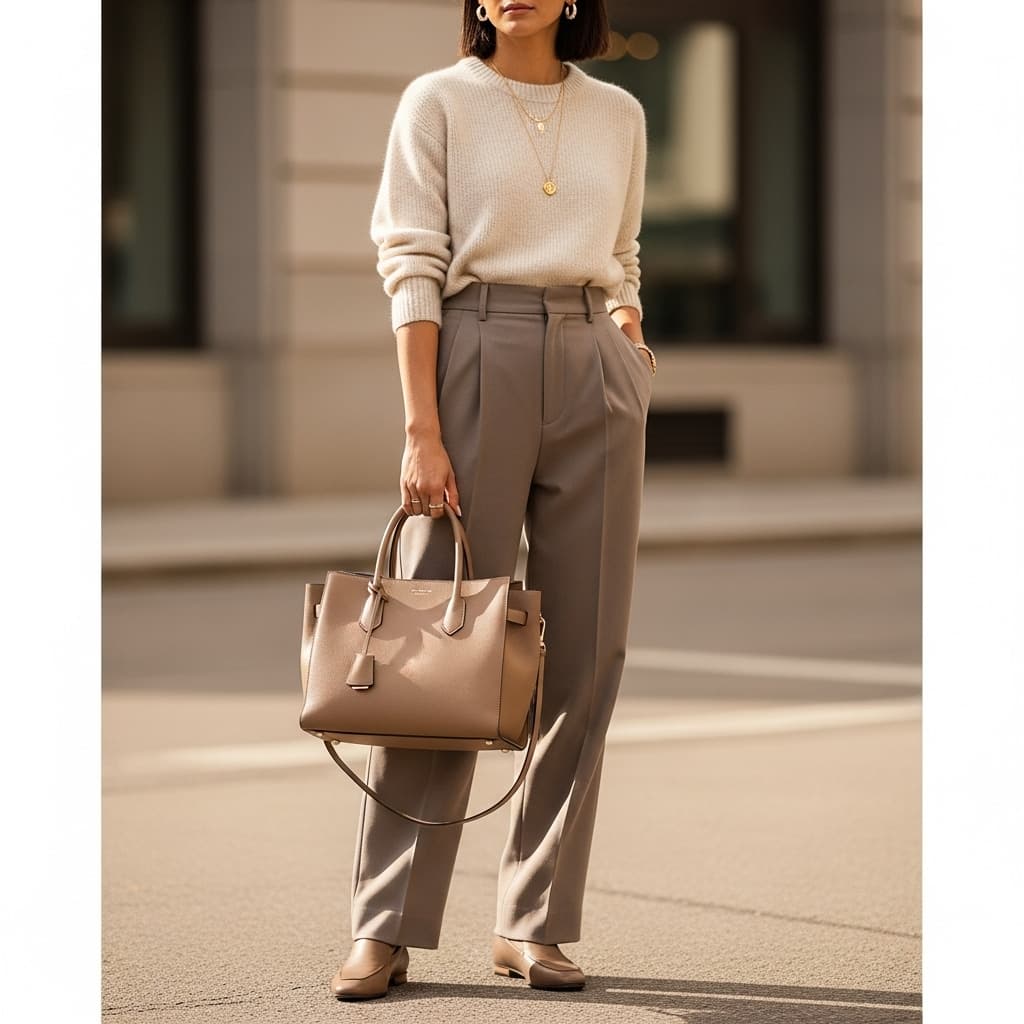 Neutral Bag with Bold Outfit Choices