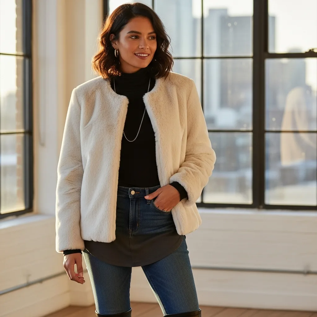 Faux Fur Jacket with Simple Layers