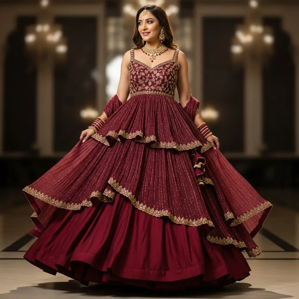 Layered Gown with Subtle Shimmer