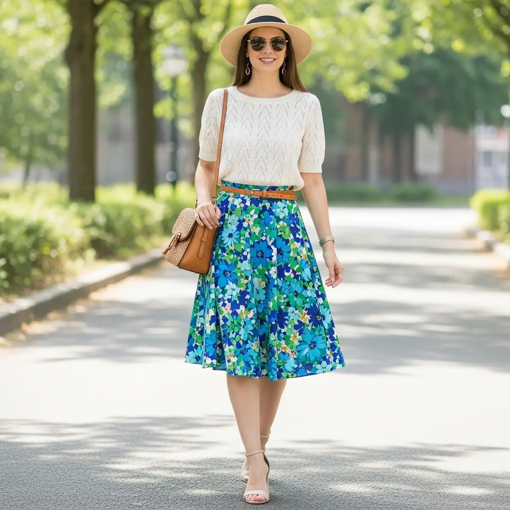 Knit Top with A-Line Skirt