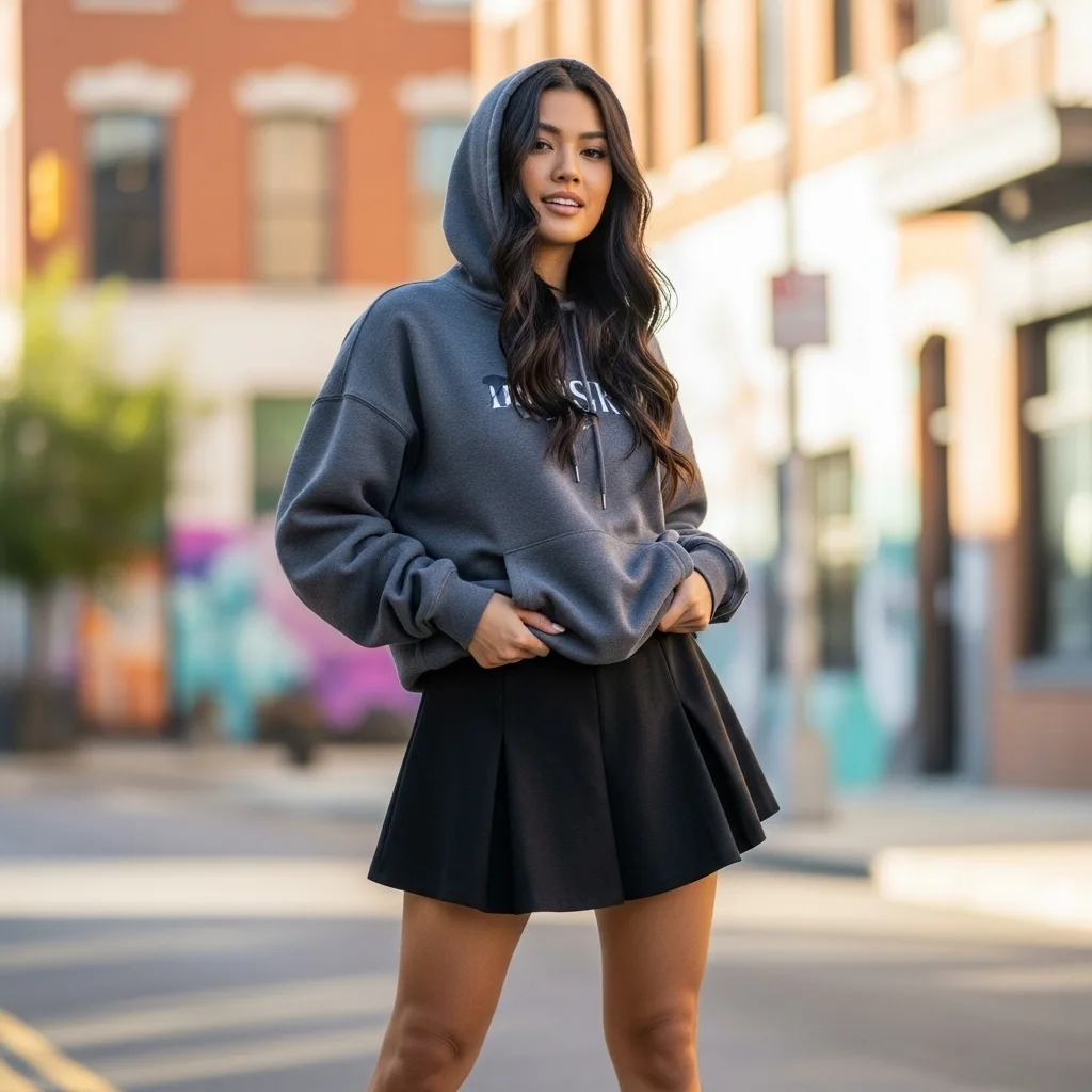 Hoodie with Skort or Mini Skirt