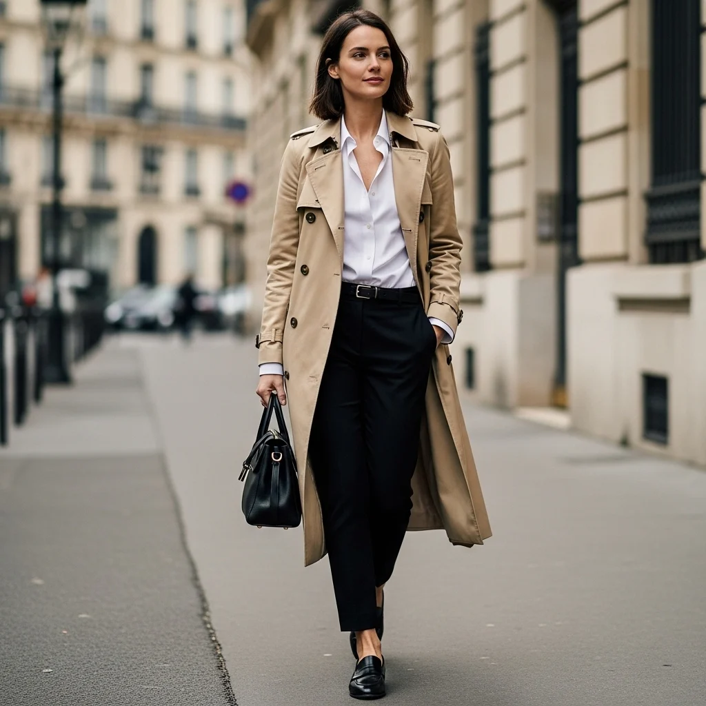 Classic Trench Coat with Tailored Basics