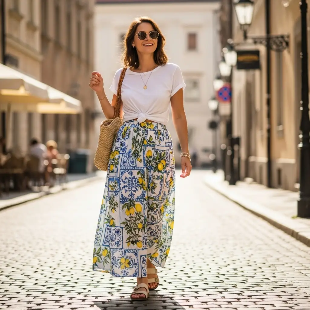 Maxi Skirt with a Simple Tee