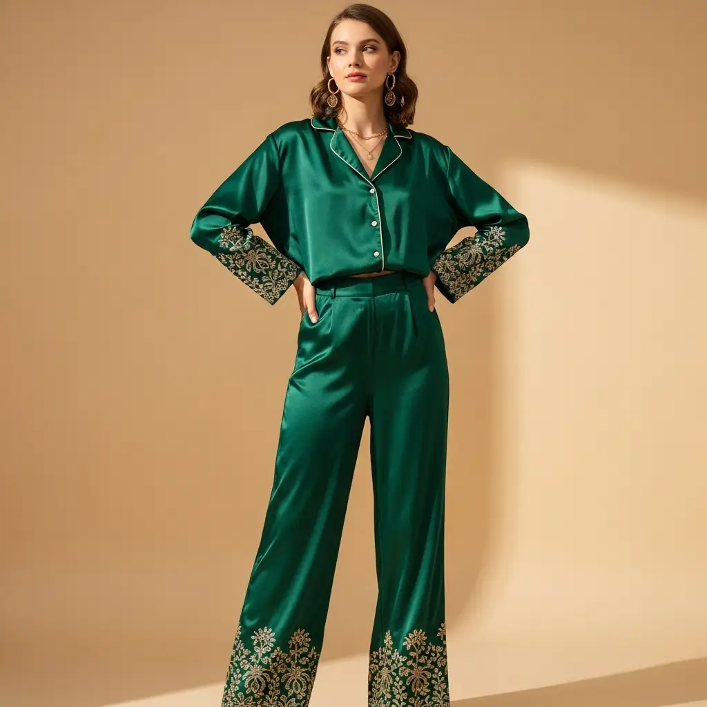 Silk Co-Ord Set with Elegant Detailing