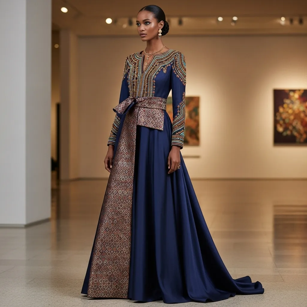 Elegant Gown with Ethnic Influence