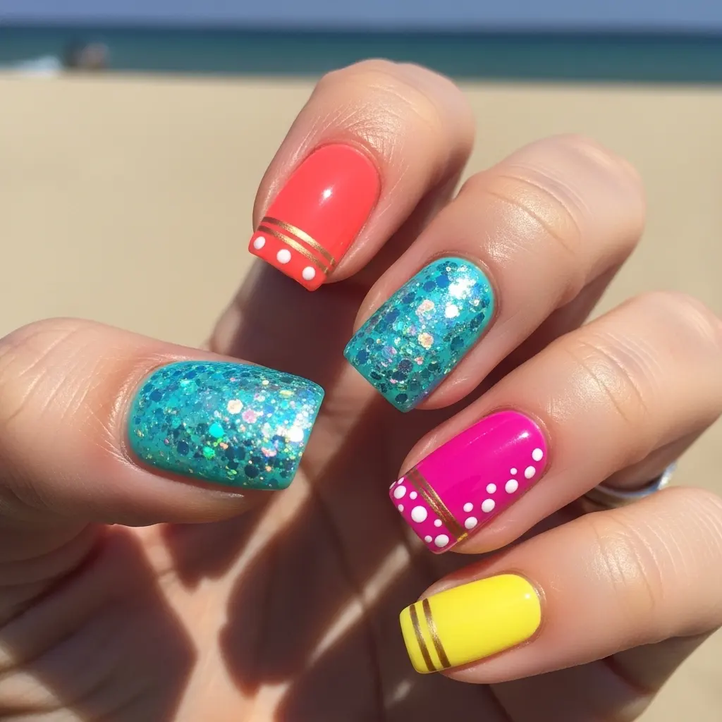 Glitter Accent Nails
