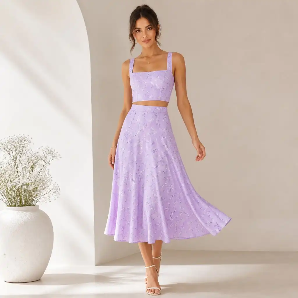 Matching Crop Top and Skirt Set