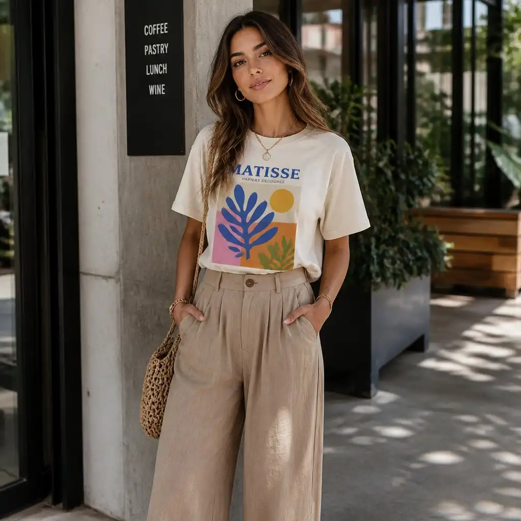 Graphic Tee and Relaxed Trousers